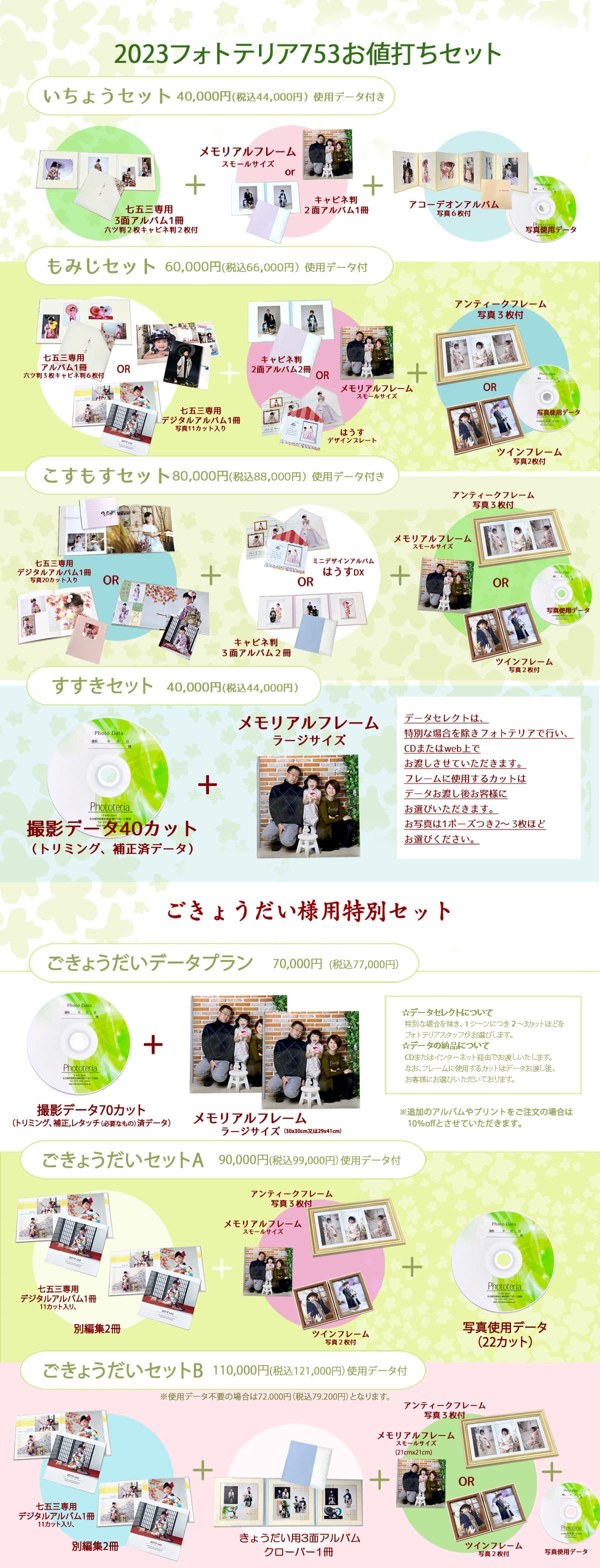 写真館フォトテリアの七五三お値打ちセット
